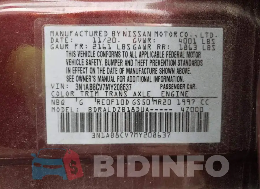 3N1AB8CV7MY208637 Photo# 12