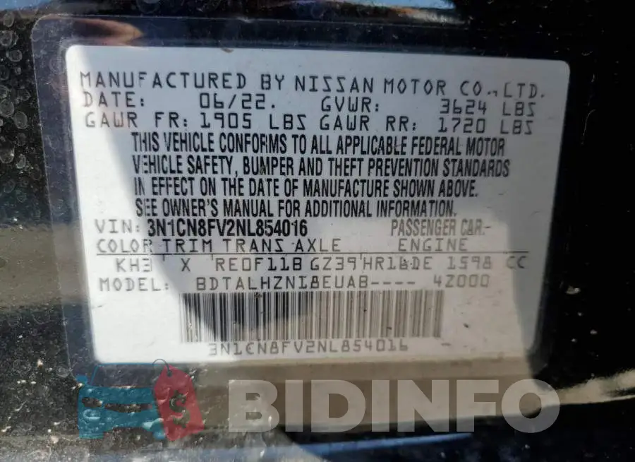 3N1CN8FV2NL854016 Photo# 12