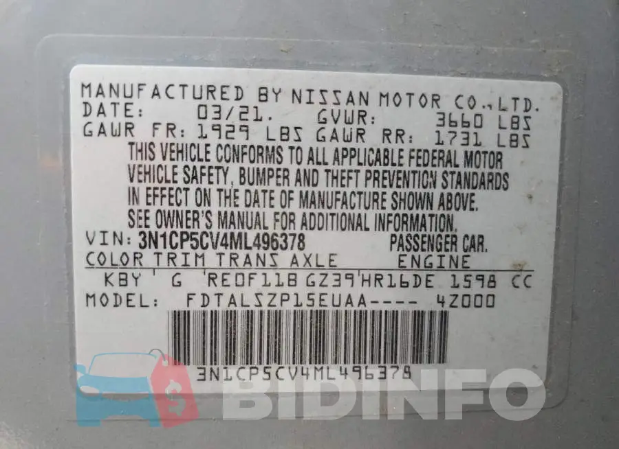 3N1CP5CV4ML496378 Photo# 14