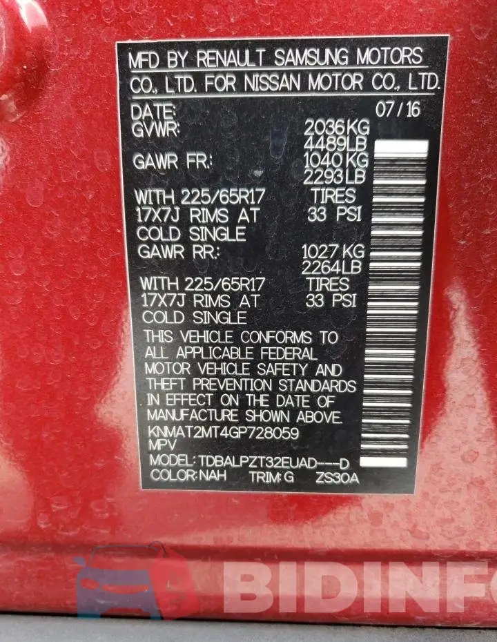 KNMAT2MT4GP728059 Photo# 14