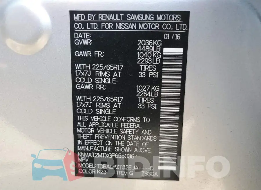 KNMAT2MTXGP655036 Photo# 14
