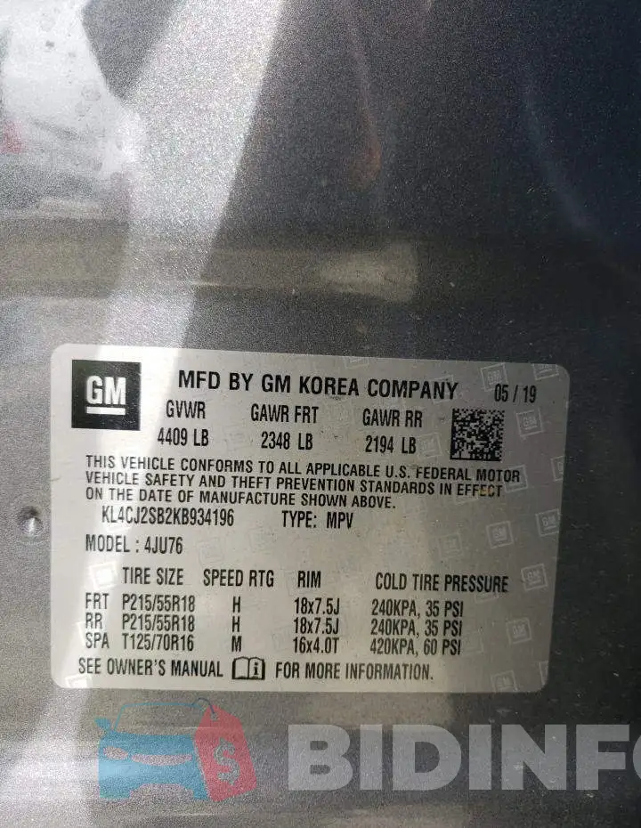 KL4CJ2SB2KB934196 Photo# 13