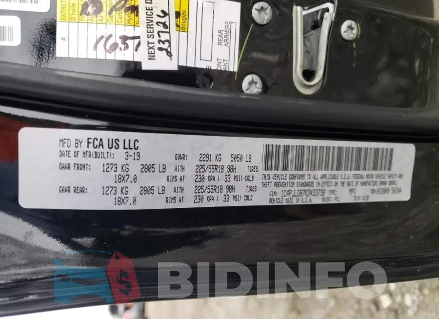 1C4PJLDB7KD433738 Photo# 13