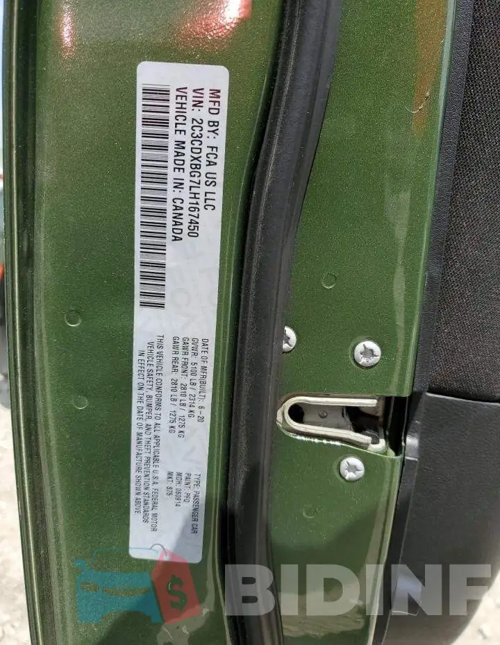 2C3CDXBG7LH167450 Photo# 12