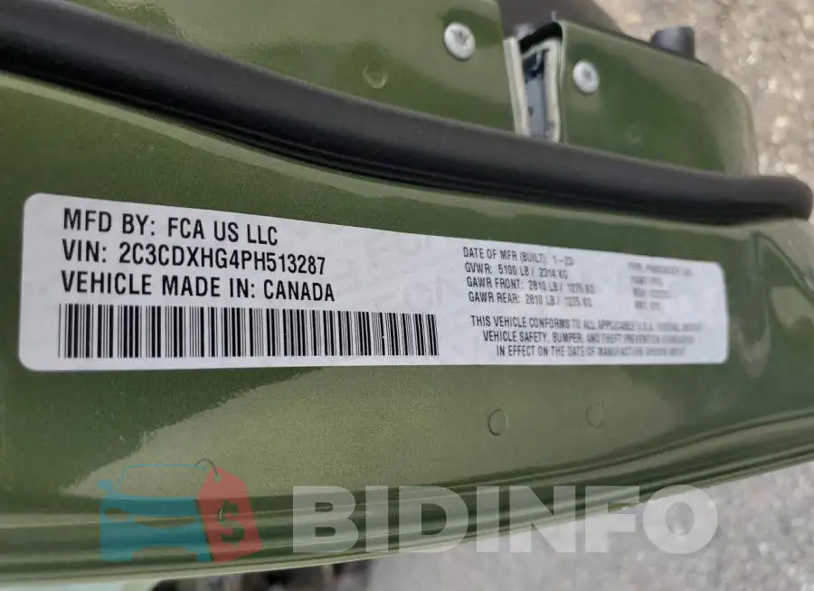 2C3CDXHG4PH513287 Photo# 12