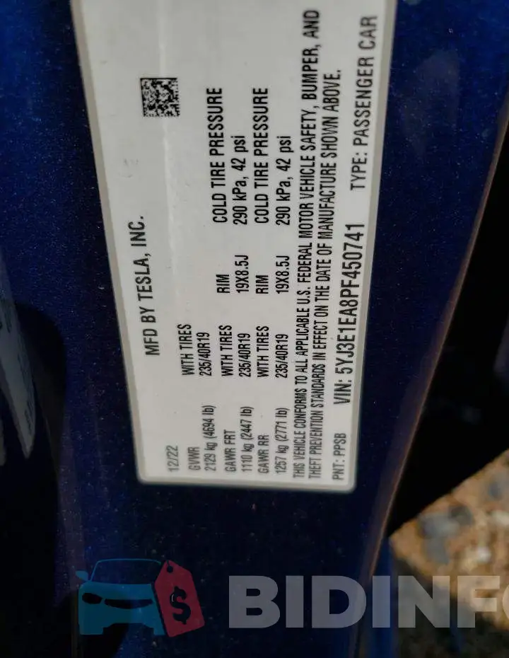 5YJ3E1EA8PF450741 Photo# 12
