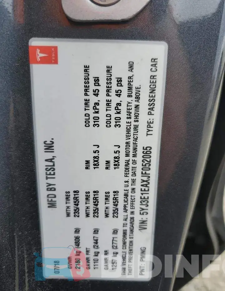 5YJ3E1EAXJF052065 Photo# 12