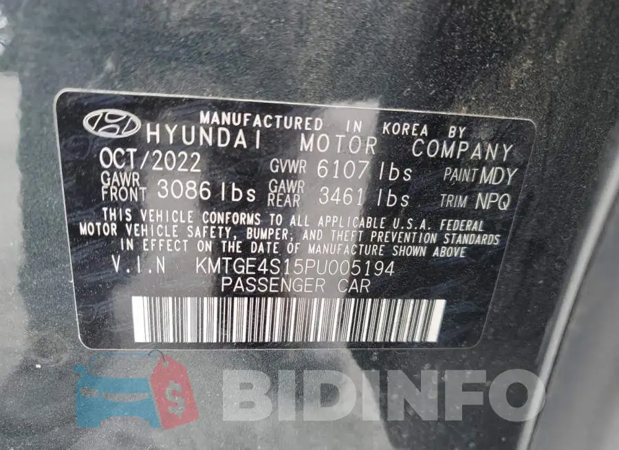 KMTGE4S15PU005194 Photo# 13