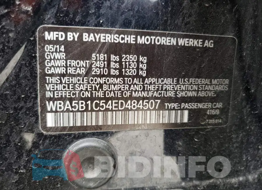 WBA5B1C54ED484507 Photo# 12