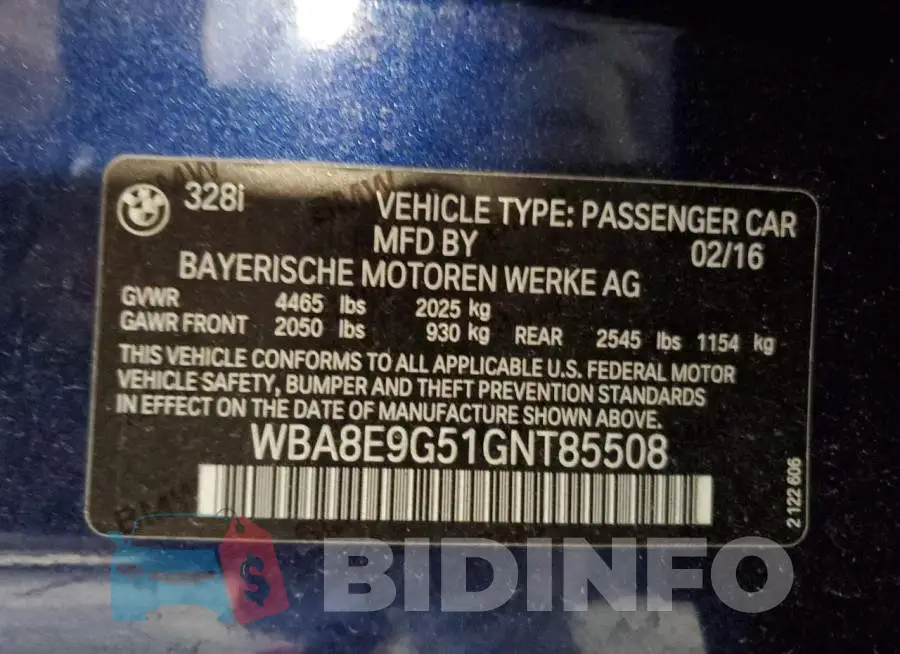WBA8E9G51GNT85508 Photo# 12