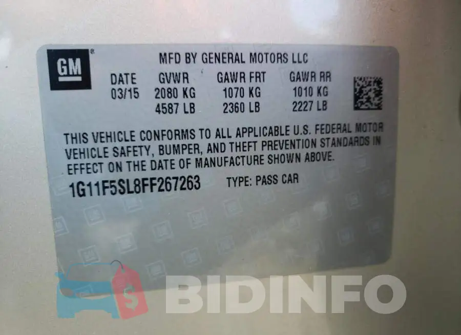 1G11F5SL8FF267263 Photo# 12
