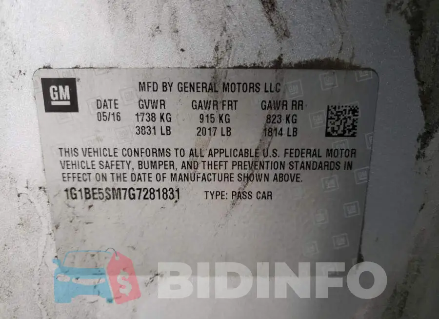 1G1BE5SM7G7281831 Photo# 12