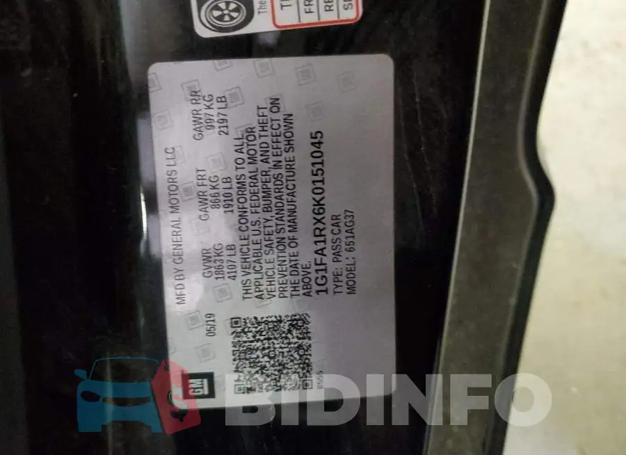 1G1FA1RX6K0151045 Photo# 13