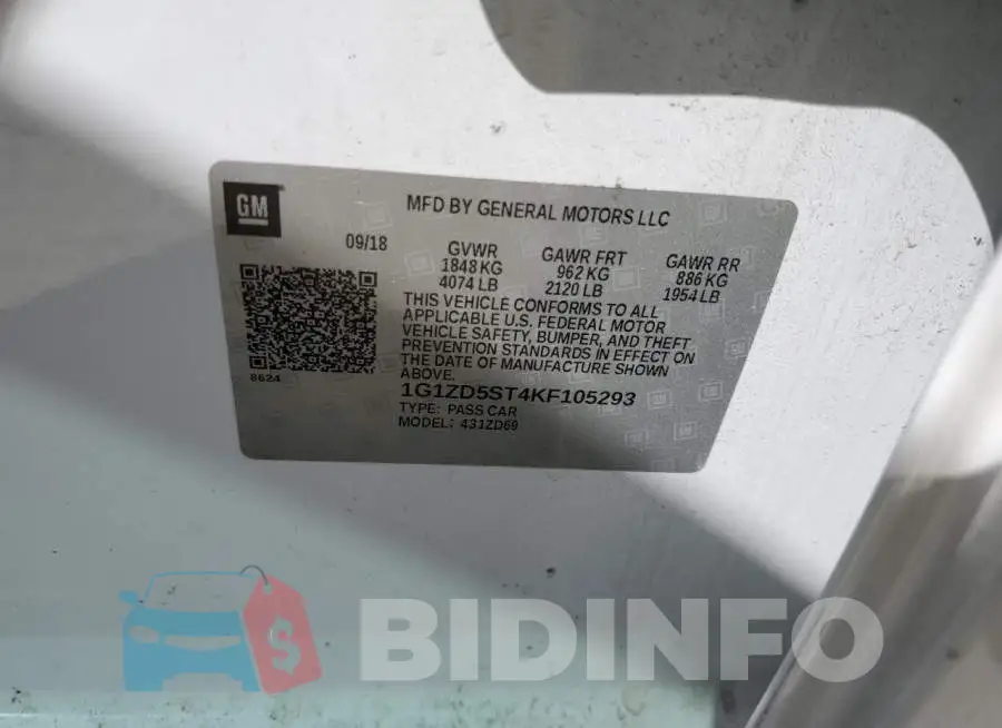 1G1ZD5ST4KF105293 Photo# 12
