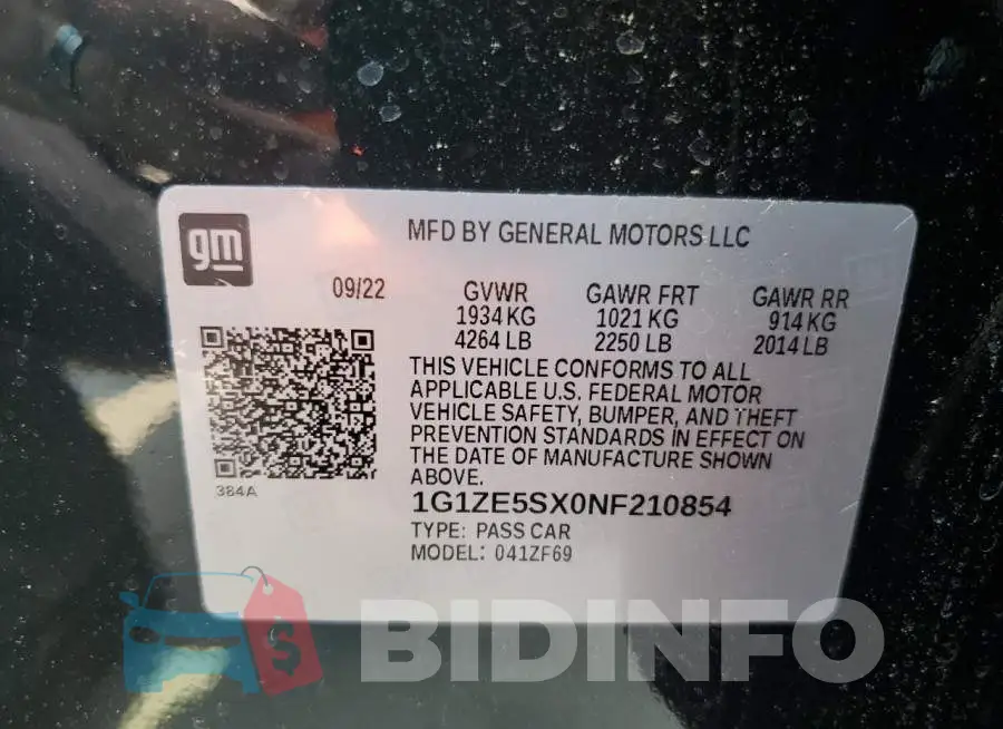 1G1ZE5SX0NF210854 Photo# 12