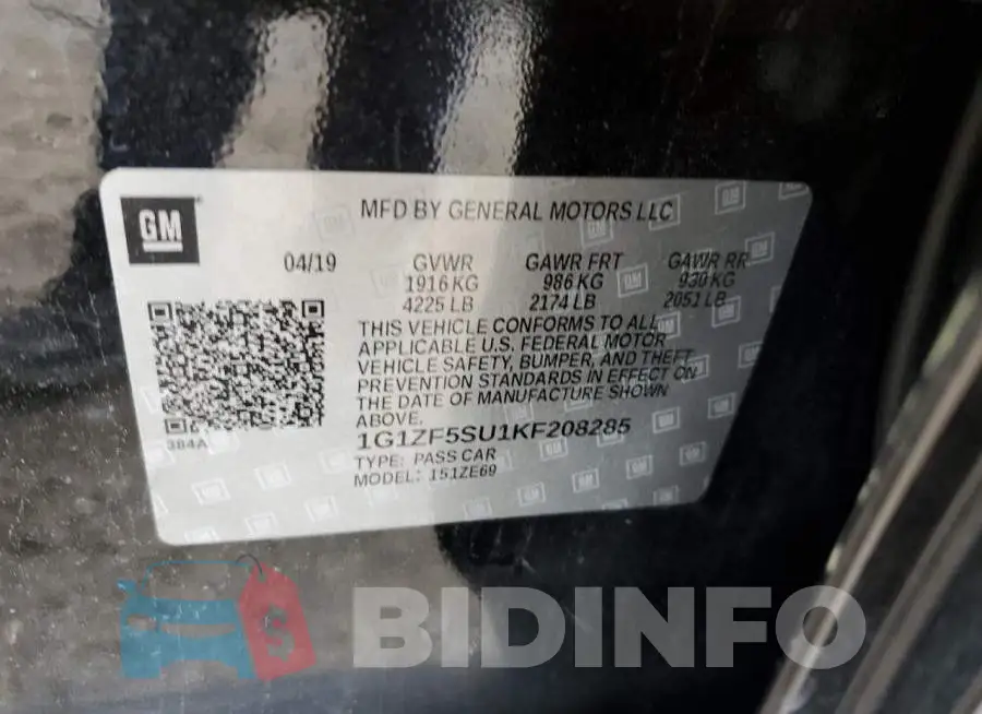 1G1ZF5SU1KF208285 Photo# 12