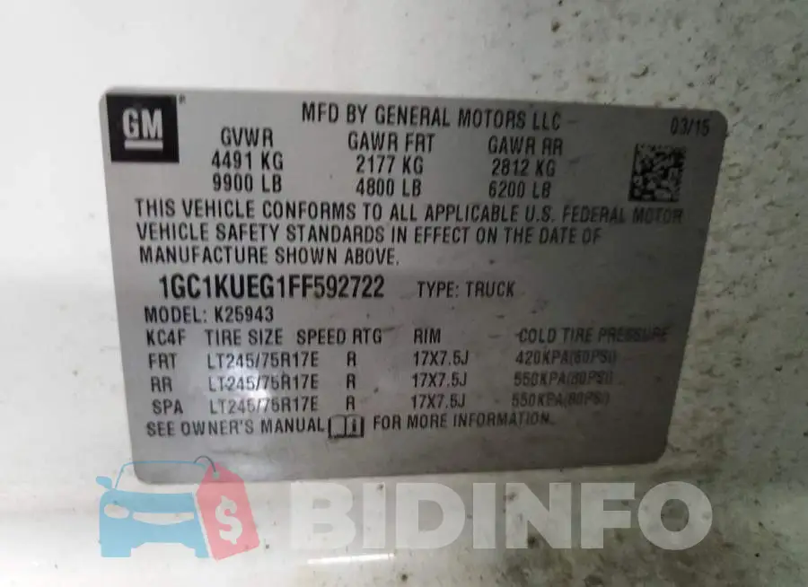 1GC1KUEG1FF592722 Photo# 12