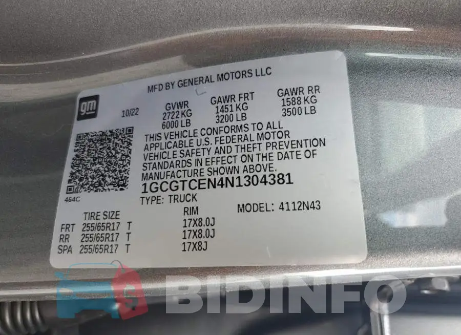 1GCGTCEN4N1304381 Photo# 12