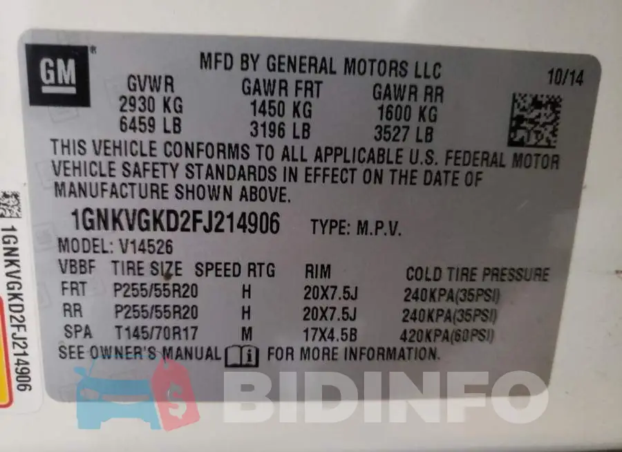 1GNKVGKD2FJ214906 Photo# 13