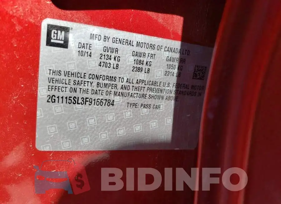 2G1115SL3F9166784 Photo# 12