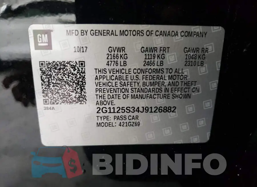 2G1125S34J9126882 Photo# 13