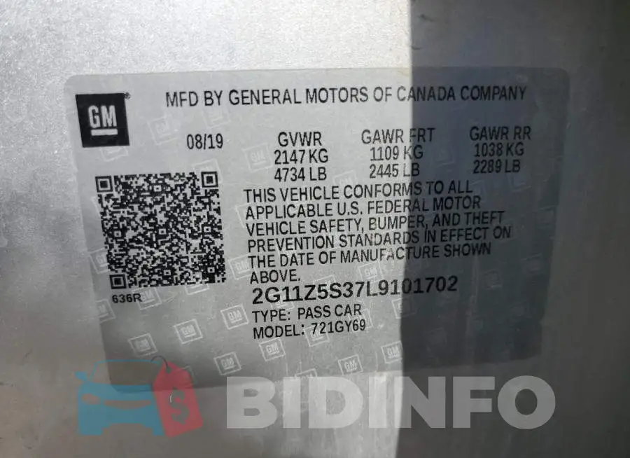 2G11Z5S37L9101702 Photo# 12