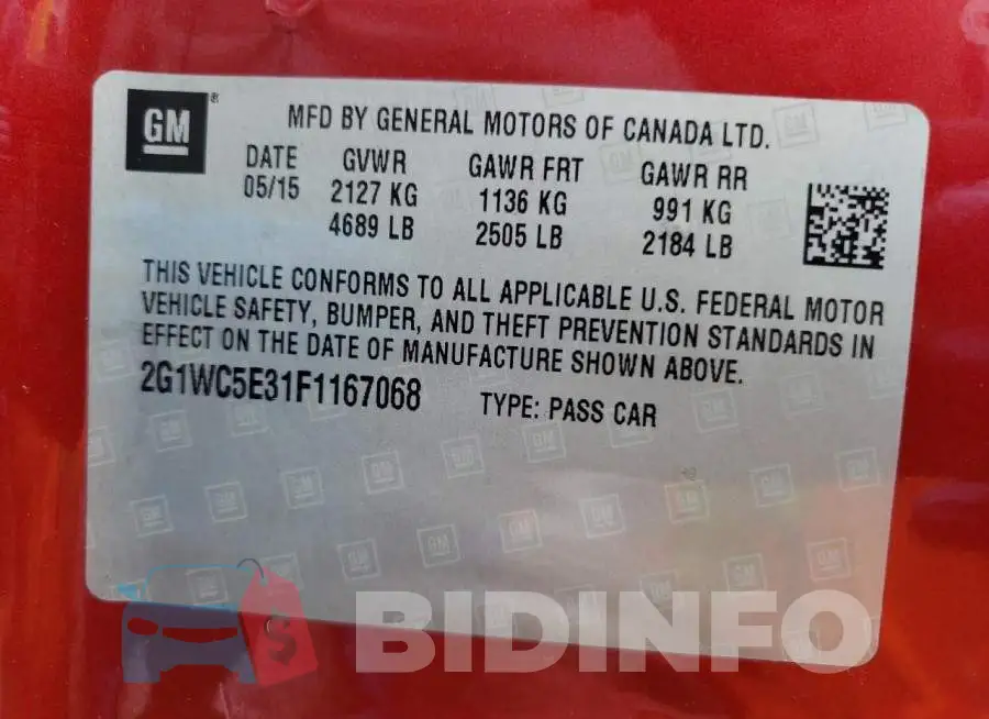 2G1WC5E31F1167068 Photo# 12