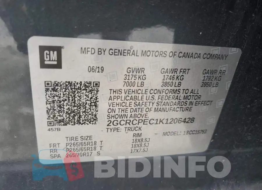 2GCRCPEC1K1206428 Photo# 12