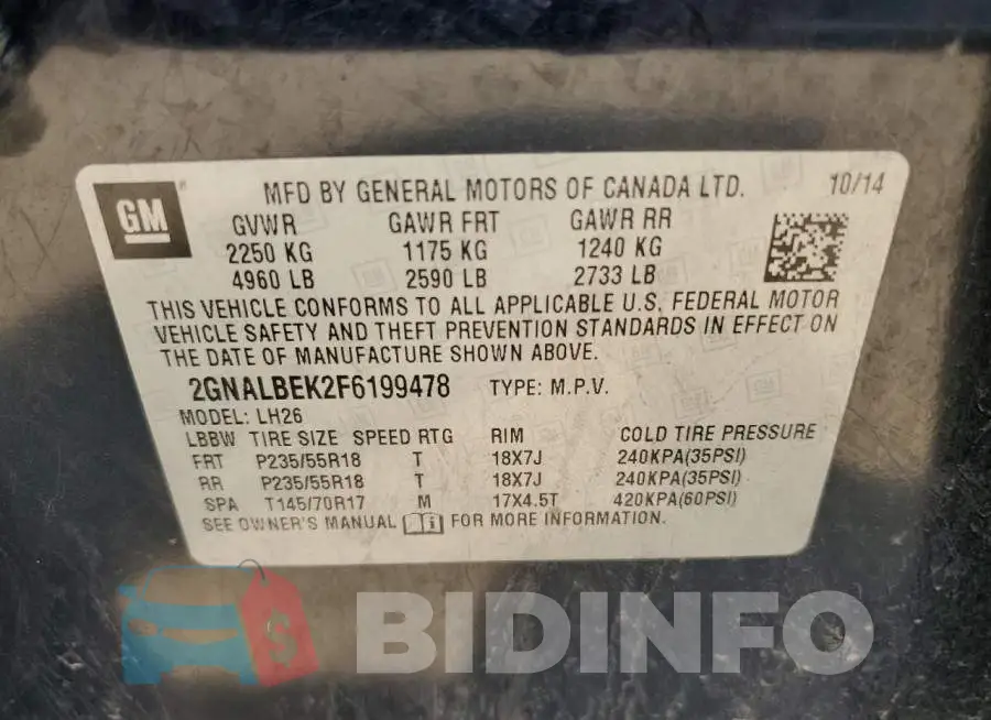 2GNALBEK2F6199478 Photo# 13