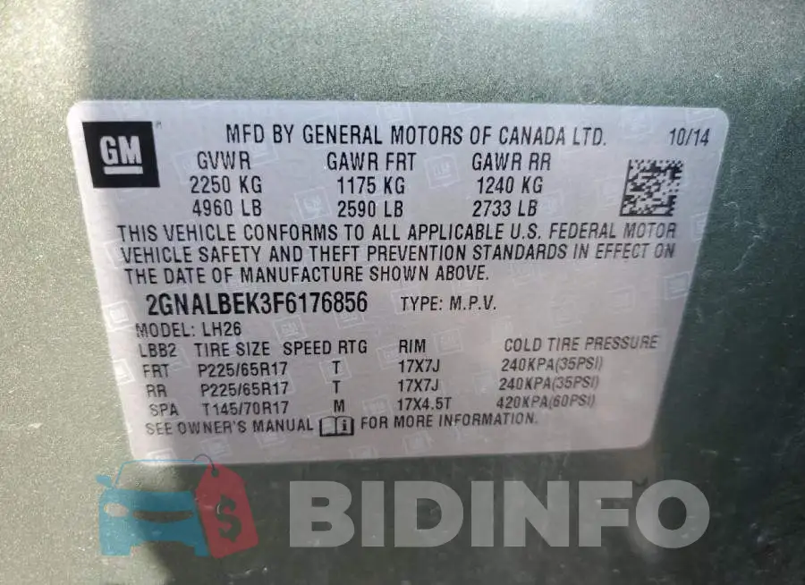 2GNALBEK3F6176856 Photo# 14