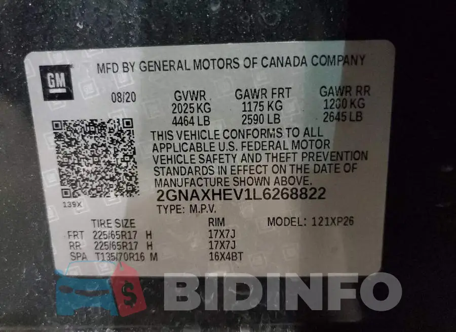 2GNAXHEV1L6268822 Photo# 13