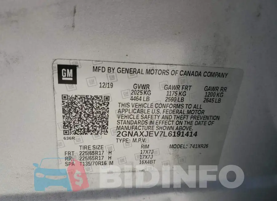 2GNAXJEV7L6191414 Photo# 13