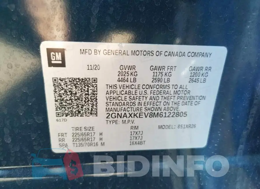 2GNAXKEV8M6122805 Photo# 12