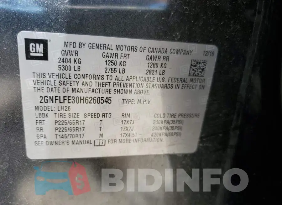 2GNFLFE30H6260545 Photo# 14
