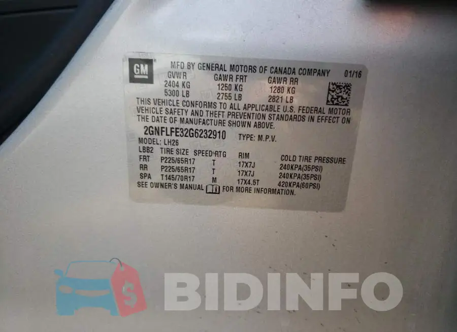2GNFLFE32G6232910 Photo# 12