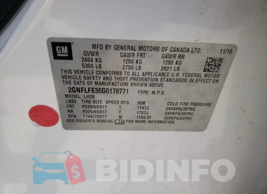 2GNFLFE36G6178771 Photo# 13