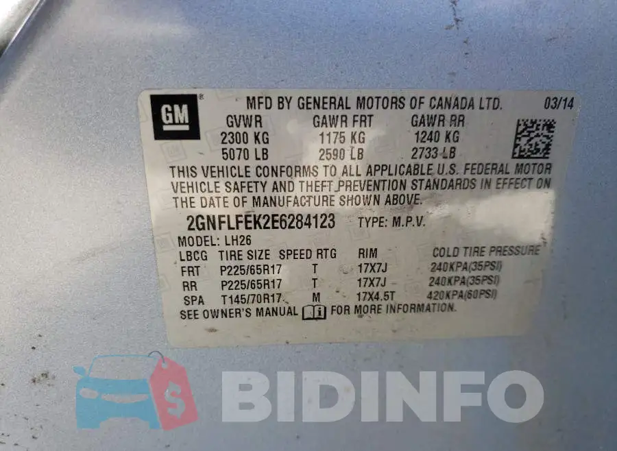 2GNFLFEK2E6284123 Photo# 10