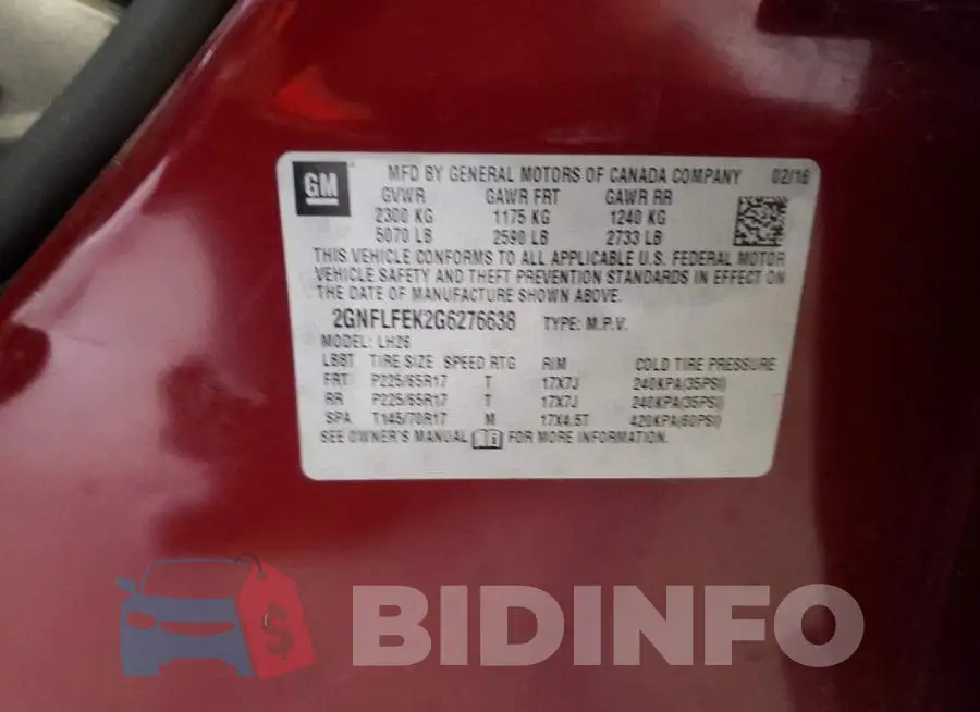 2GNFLFEK2G6276638 Photo# 13