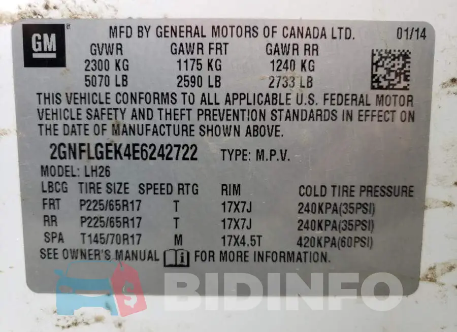 2GNFLGEK4E6242722 Photo# 14