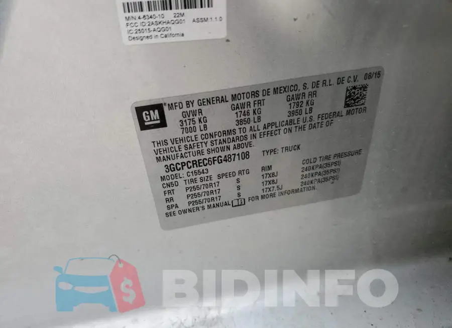 3GCPCREC6FG487108 Photo# 12