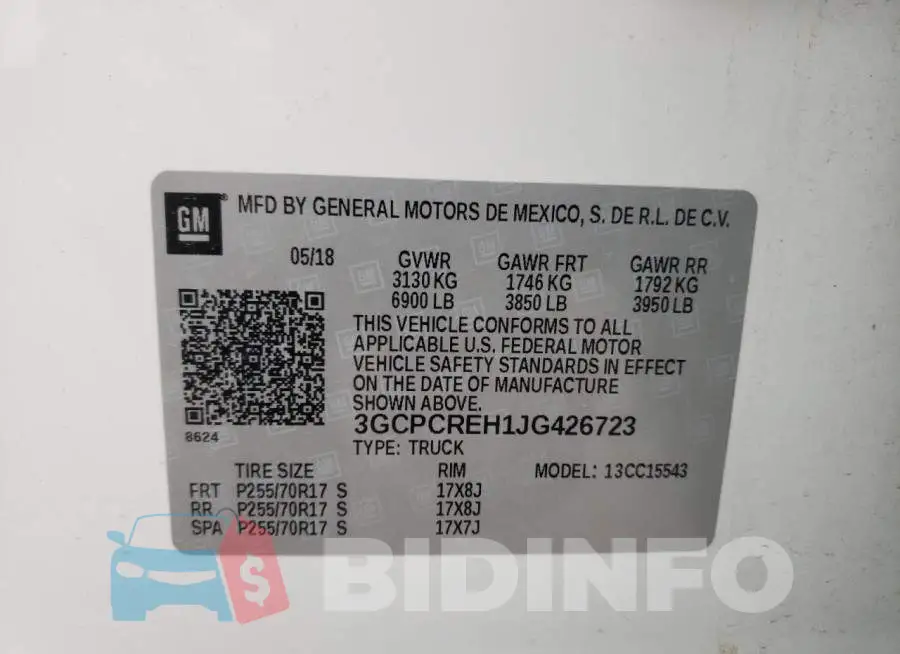 3GCPCREH1JG426723 Photo# 13