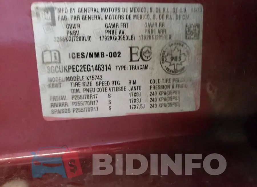 3GCUKPEC2EG146314 Photo# 12