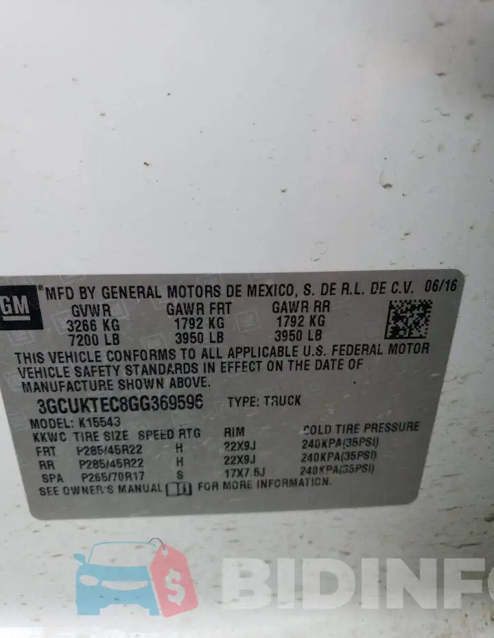 3GCUKTEC8GG369596 Photo# 12