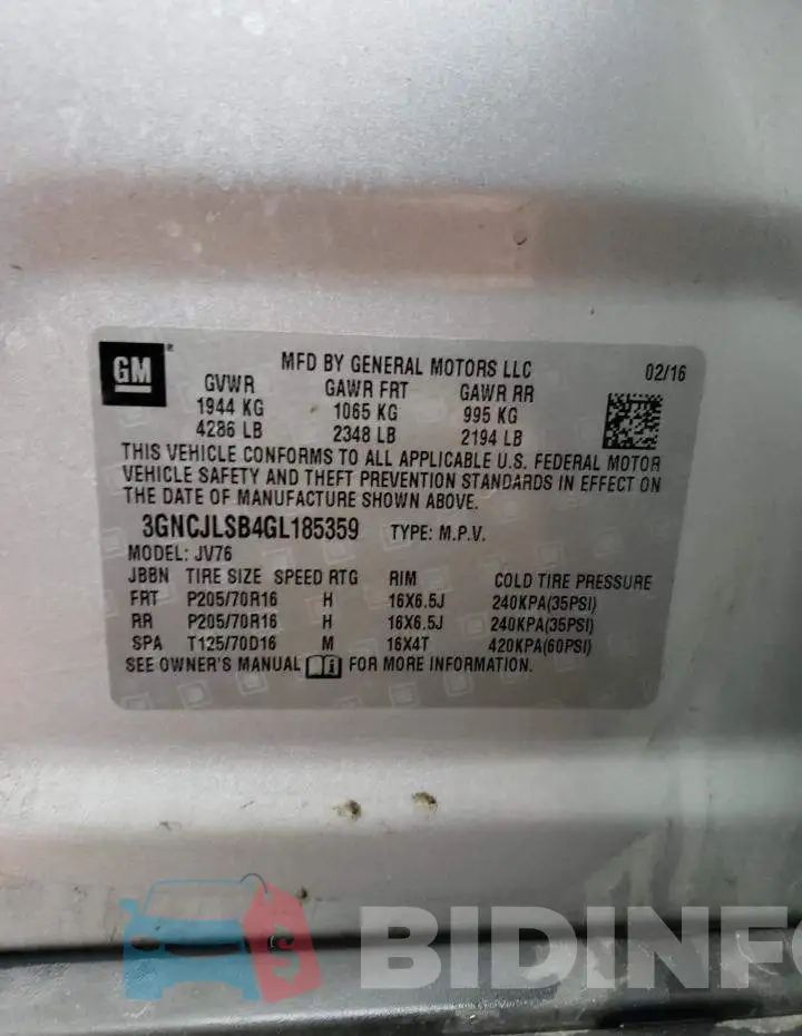 3GNCJLSB4GL185359 Photo# 12