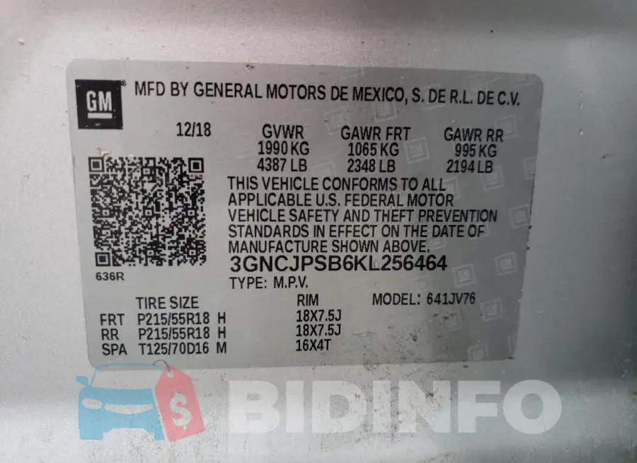 3GNCJPSB6KL256464 Photo# 12