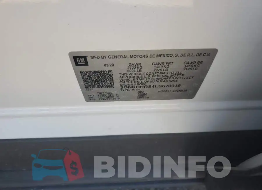 3GNKBHRS4LS670919 Photo# 13