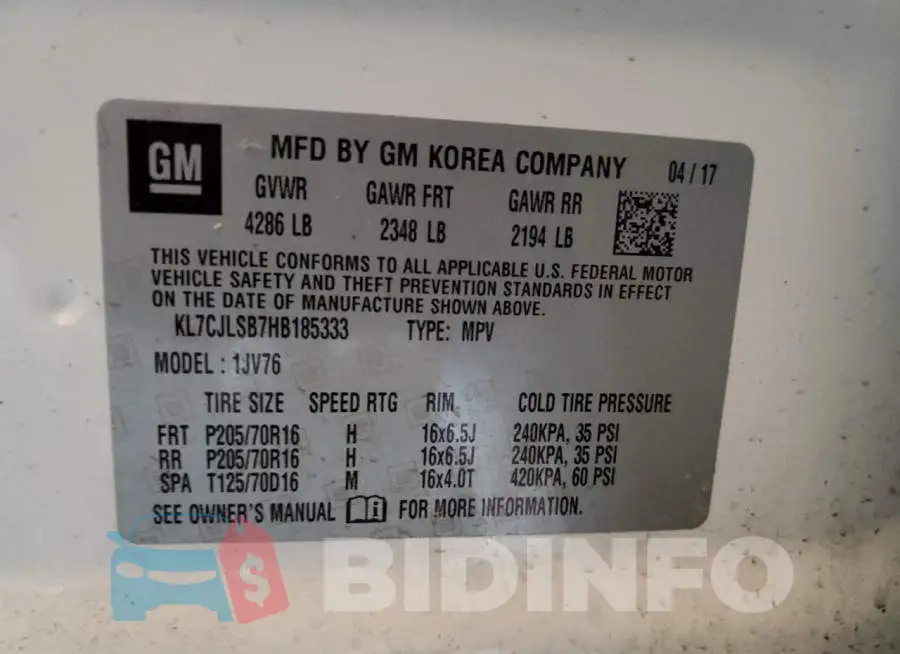 KL7CJLSB7HB185333 Photo# 14