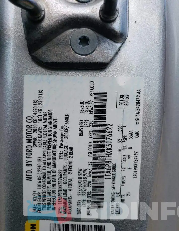 1FA6P8THXK5176622 Photo# 13