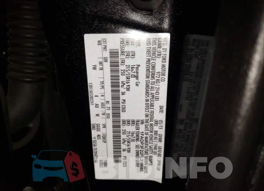1FADP3F22FL319680 Photo# 12