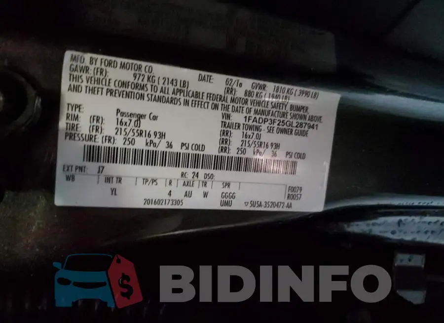 1FADP3F25GL287941 Photo# 12